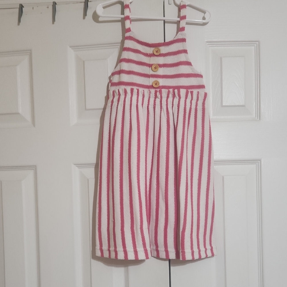 Striped Pink and White Dress with Buttons